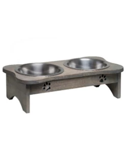Loving Pets Raised Wooden Modern Diner Grey 1 QT